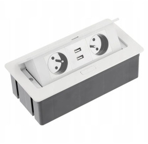 Przedłużacz biurkowy wpuszczany USB GTV biały