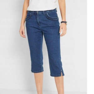 Bonprix Jeansowe Spodnie Rybaczki Z Falbanami Ze Stretchem 44-46 928032