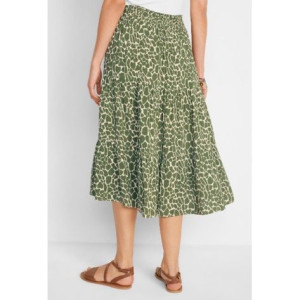 Bonprix Rozkloszowana Spódnica Midi Z Falbaną Wzór Ściągacz 46-48 920345