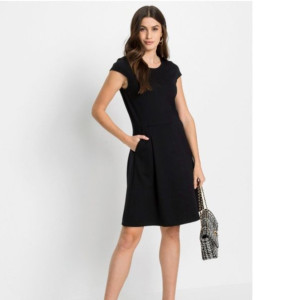 Bonprix Rozkloszowana Klasyczna Sukienka Mini Mała Czarna 36-38 957490
