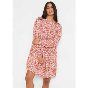 Bonprix Różowa Sukienka Oversize W Kwiaty Szczypanki Casual 42-44 933519