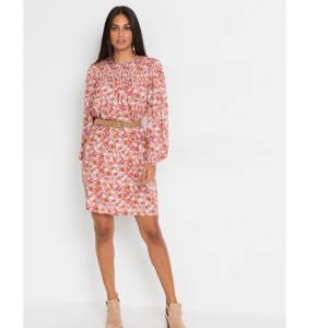 Bonprix Różowa Sukienka Oversize W Kwiaty Szczypanki Casual 44-46 933519
