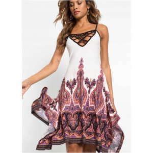 Bonprix Sukienka Boho Ornamentalny Wzór Siateczka Midi 36-38 946017