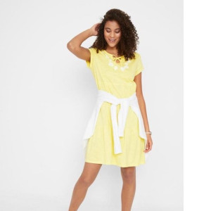 Bonprix Żółta Casualowa Bawełniana Sukienka Oversize Nadruk W Kwiaty 52-54