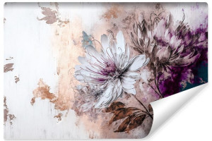 Fototapeta Do Salonu Natura Białe KWIATY Abstrakcja Sztuka 300cm x 210cm