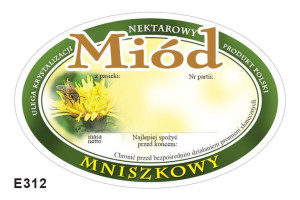 Paczka etykiet owalnych na miód mniszkowy (100szt) - wzór E312