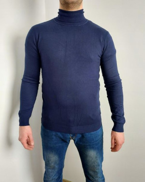 Elegancki Klasyczny Golf Sweter Męski Granat XL
