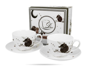 2 Filiżanki ze spodkami 280 ml Sowy DUO