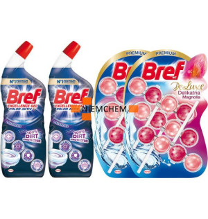 Bref Zestaw do WC: 6 x 50g Zawieszka DeLuxe Magnolia, 2 x Żel Color Activ L