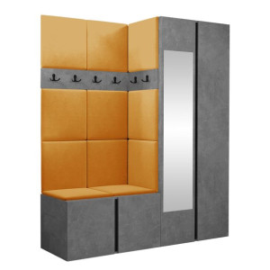 GARDEROBA Orion XII panele tapicerowane + meble kolor Beton