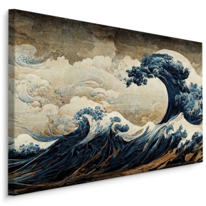 Obraz Ścienny CANVAS Do Salonu FALE Ocean Styl Japoński 3D 40cm x 30cm