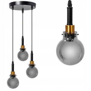 Lampa Wisząca Szklana Czarna Nowoczesna Złota Gold