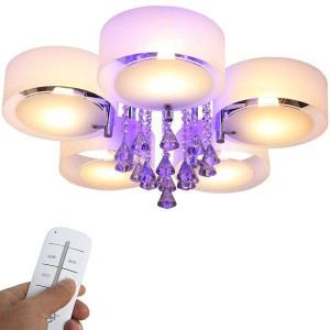Lampa Kryształowa Plafon Żyrandol Kolory Rgb Pilot