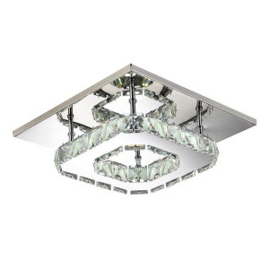 Lampa Sufitowa Kryształowa Led Plafon 12w 20x20cm