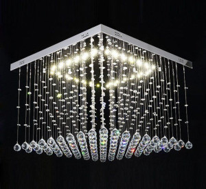 Duża Lampa Led Rica 60x60cm Kryształowa Żyrandol