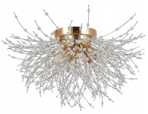 Lampa Plafon Żyrandol Kryształki Złoty Cella Ø50cm