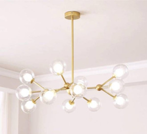 Lampa Sufitowa Wisząca Żyrandol Złoty Szklane Kule