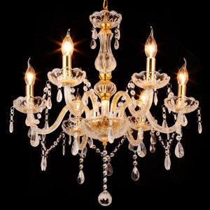 Lampa Kryształowa Żyrandol Kryształowy Złoty