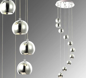 Żyrandol Lampa Sufitowa Kule Chrom Spirala Tova