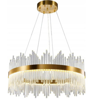 Duża Lampa Kryształowa Led Żyrandol Luxuria Gold
