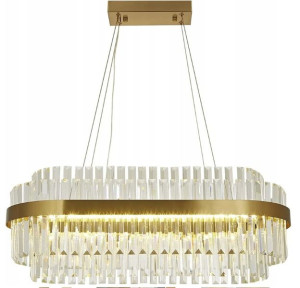 Duża Lampa Kryształowa Led Żyrandol Luxuria Gold