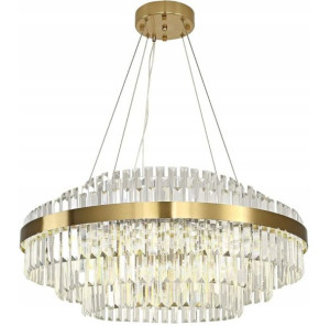 Duża Lampa Kryształowa Led Żyrandol Luxuria Gold