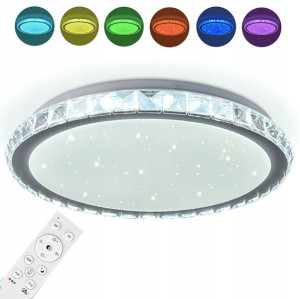 Lampa Sufitowa Kryształki 40cm Kolory Rgb Pilot