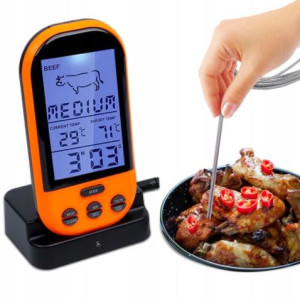 Bezprzewodowy Kuchenny Termometr Do Mięs Lcd Sonda