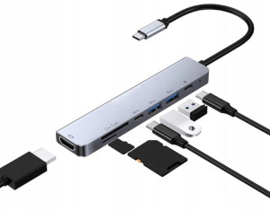 Adapter Hub Usb-c 3.0 Hdmi 4k 60hz Sd/tf Pd 7w1