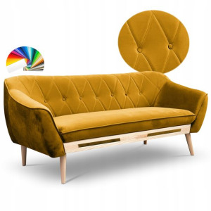 Sofa tapicerowana Cindy Wood III w stylu skandynawskim drewno KOLORY