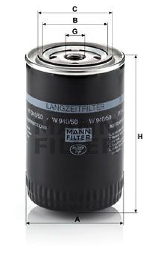 Filtr oleju MANN-FILTER W940/50 W94050