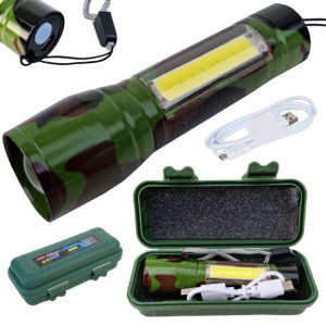 Mocna Latarka Taktyczna Kieszonkowa Cob Led Usb