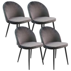 4 krzesła DENWER VELVET szare, nogi czarne