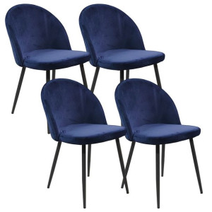 4 krzesła DENWER VELVET granatowe, nogi czarne