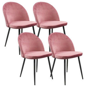 4 krzesła DENWER VELVET różowe, nogi czarne