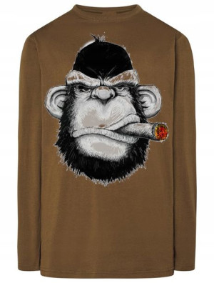 Longsleeve męski nadruk Goryl Cygaro Rozm.4XL