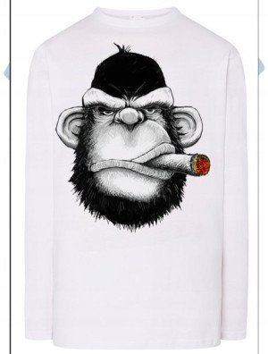 Longsleeve męski nadruk Goryl Cygaro Rozm.M