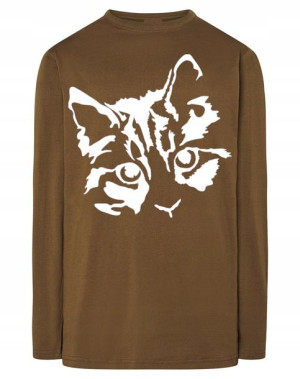 Longsleeve męski nadruk Głowa KOT KOTEK r.L