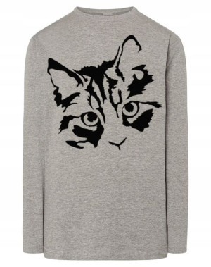 Longsleeve męski nadruk Głowa KOT KOTEK r.M