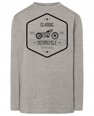 Longsleeve męski nadruk Klasyk Motocykl Motor 4XL