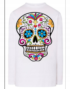 Longsleeve męski nadruk kolorowa CZASZKA r.3XL