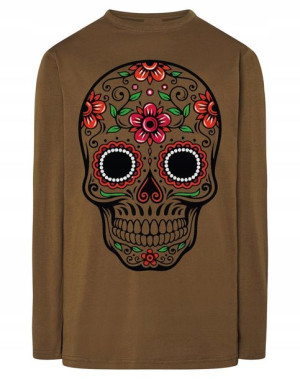 Longsleeve męski nadruk kolorowa czaszka r.L