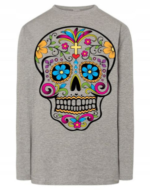Longsleeve męski nadruk kolorowa CZASZKA r.M