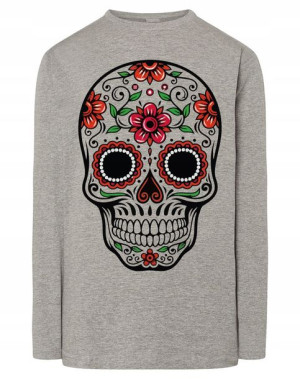 Longsleeve męski nadruk kolorowa czaszka r.M