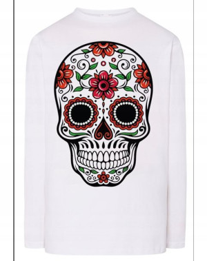 Longsleeve męski nadruk kolorowa czaszka r.M