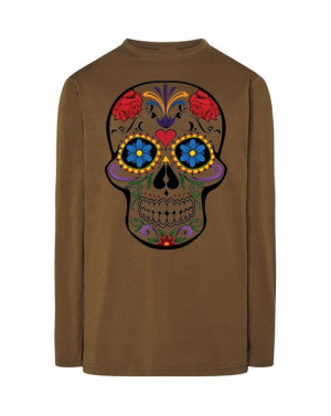 Longsleeve męski nadruk kolorowa CZASZKA r.XS