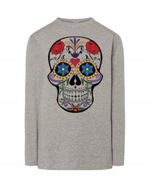 Longsleeve męski nadruk kolorowa CZASZKA r.XXL