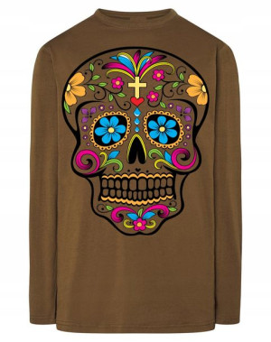 Longsleeve męski nadruk kolorowa CZASZKA r.XXL