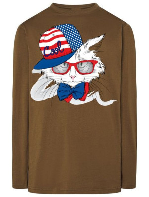Longsleeve męski nadruk Kot Ameryka Rozm.L