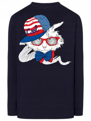 Longsleeve męski nadruk Kot Ameryka Rozm.M